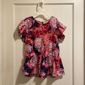 NWT GIRLS M floral girl soul peplum top